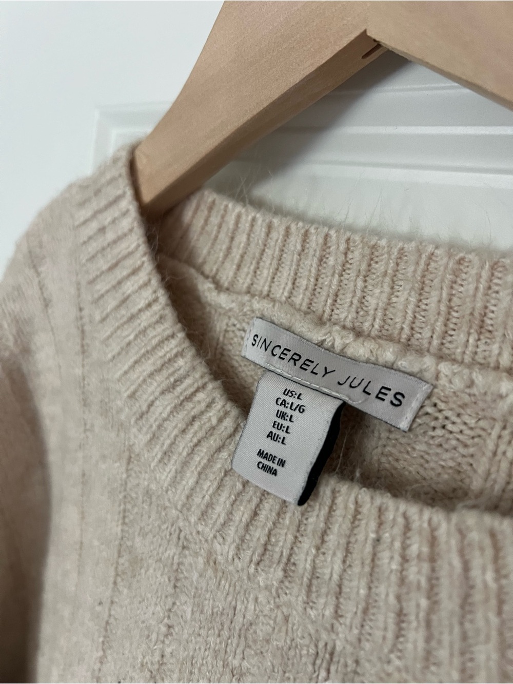 Sincerely Jules Soft Knit Crewneck Sweater in Light Beige - Picture 3 of 3